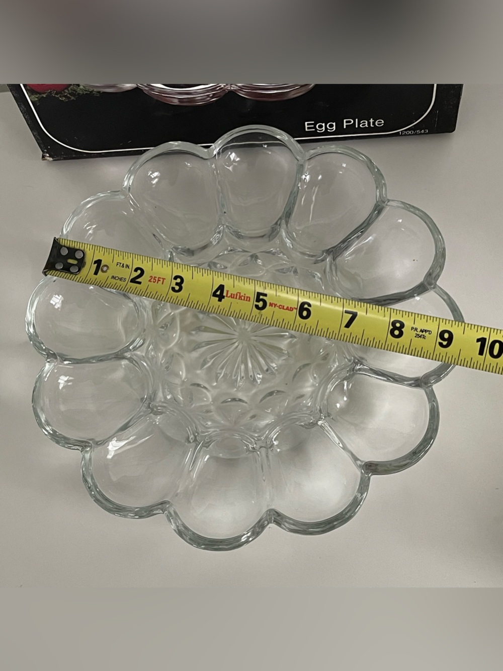 Essentials USA #1296 Glass Crystal Egg Plate Original Box - Picture 4 of 4